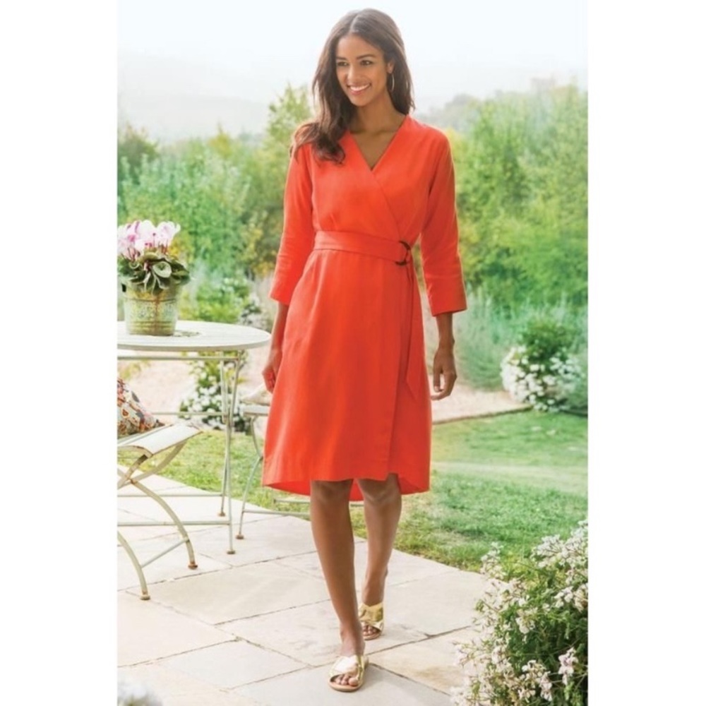 Soft Surroundings Coral-Orange Wrap Dress